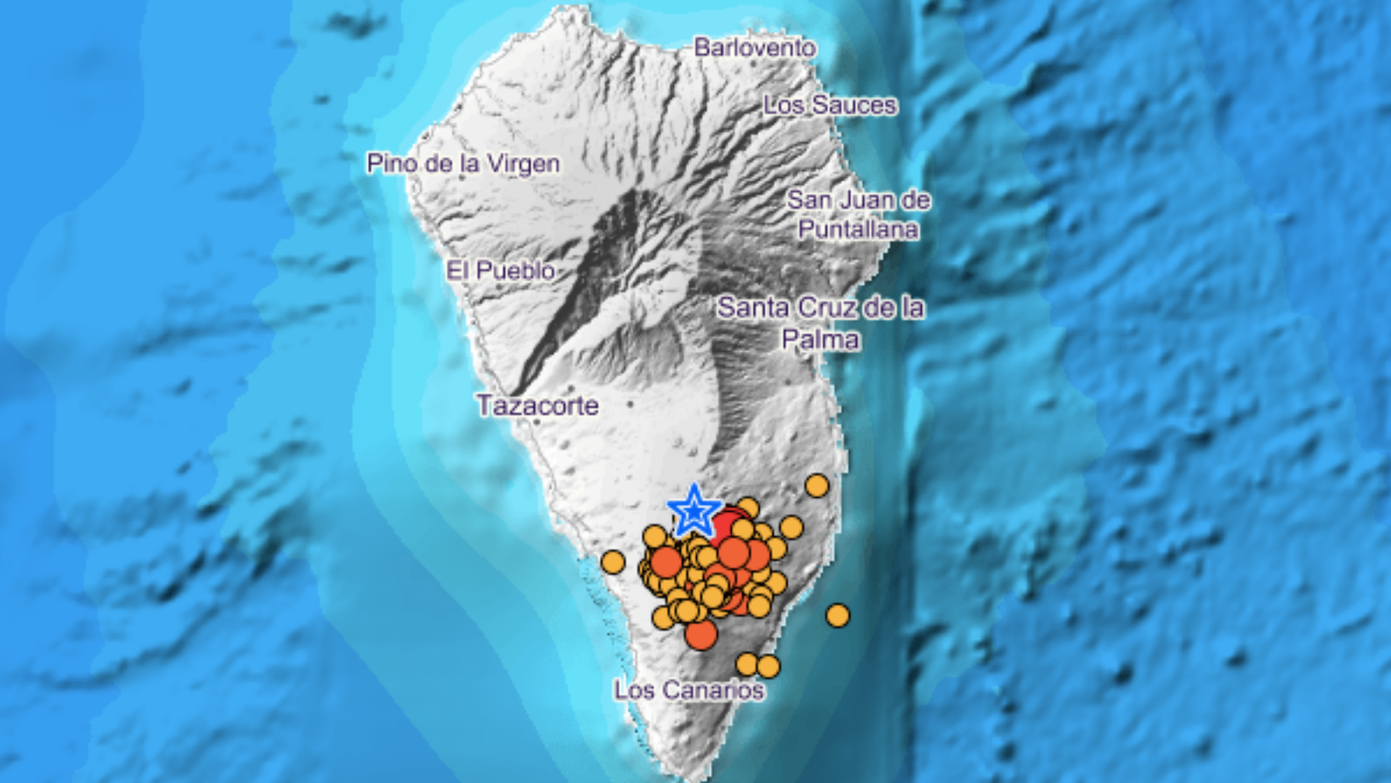 Más de 60 seísmos en La Palma durante este viernes, el mayor en Mazo. / IGN