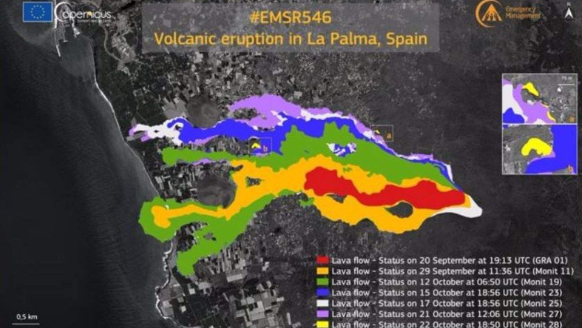 El programa Copernicus informa sobre las edificaciones y hectáreas afectadas en su última actualización. / @CopernicusEMS