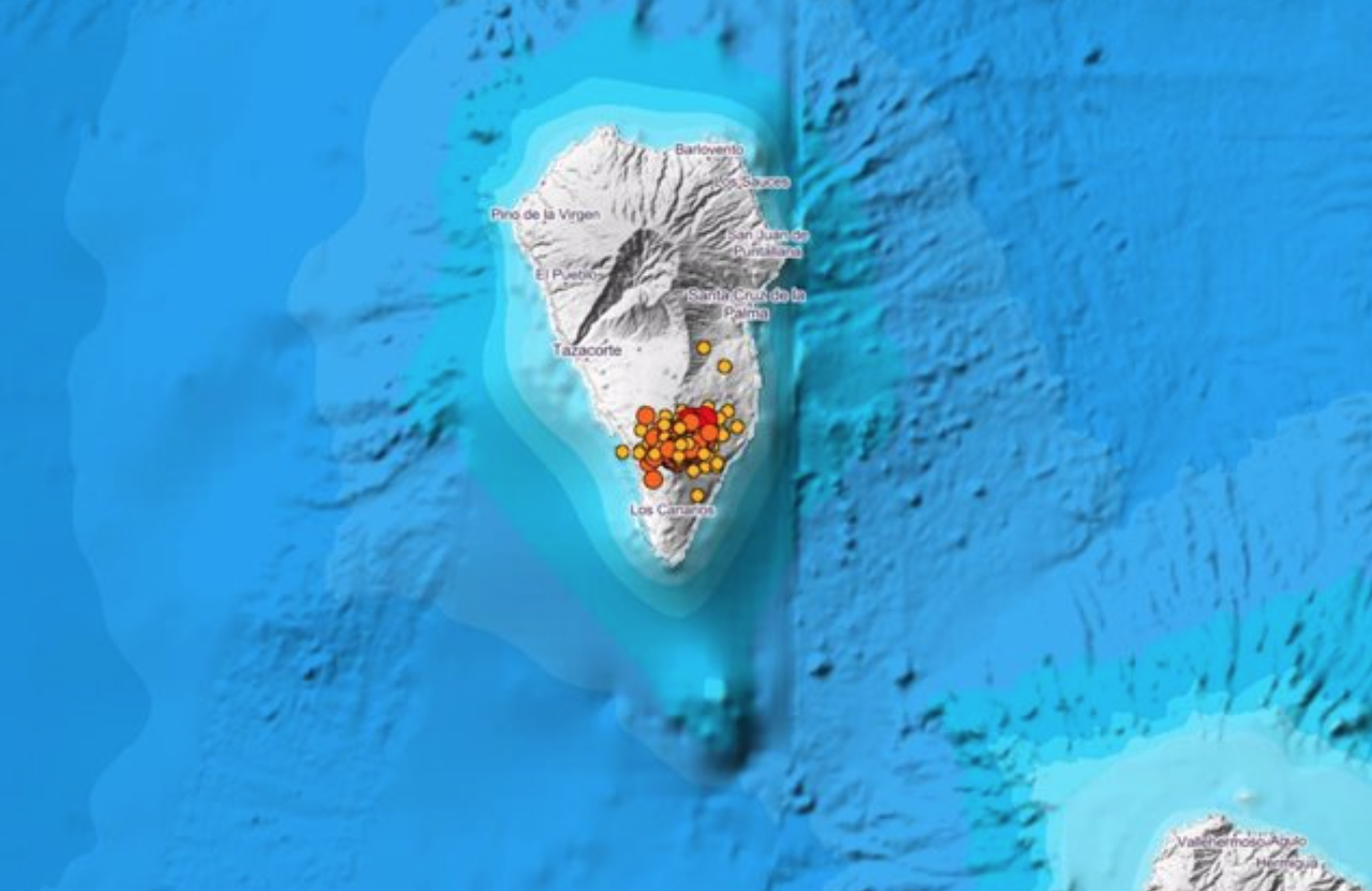 Ayer se localizaron 186 sismos en La Palma./ IGN