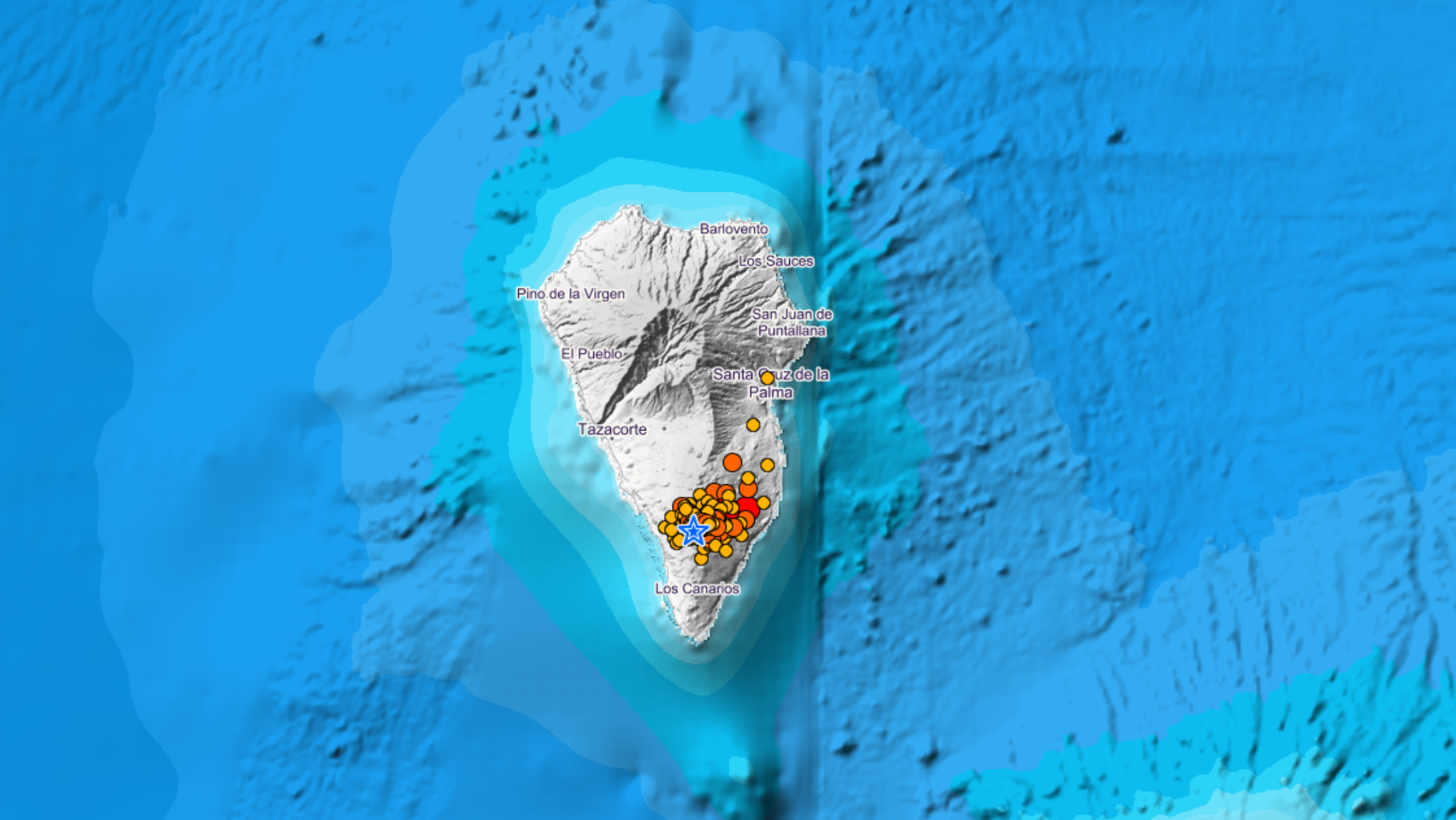 Terremotos en las últimas horas en La Palma. / IGN