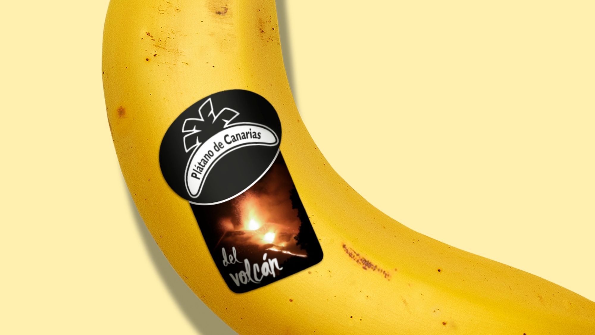 Etiqueta especial para plátanos afectados por la ceniza del volcán. / Cedida