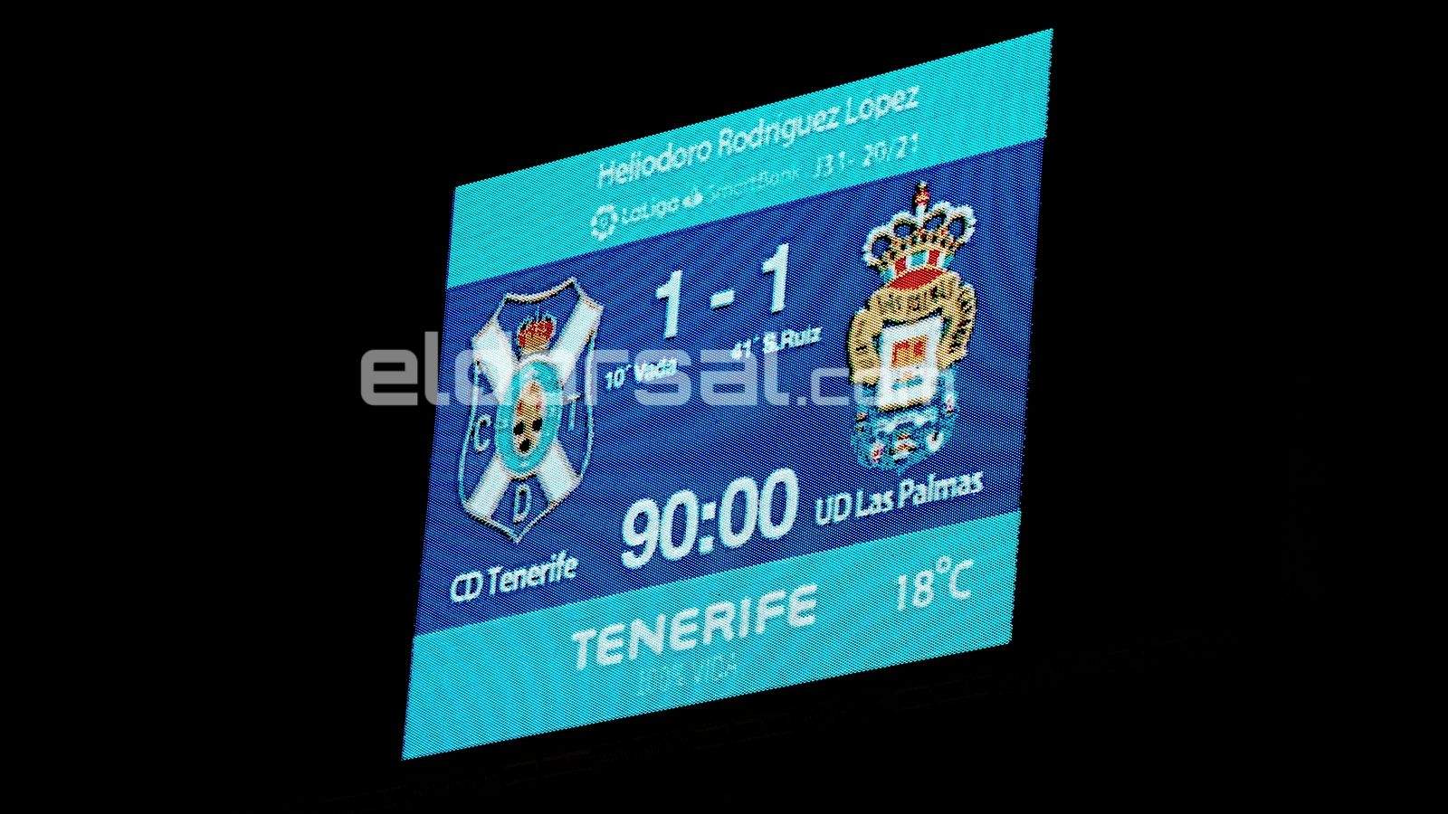 Marcador final del encuentro entre el CD Tenerife y la UD Las Palmas |@jacfotografo