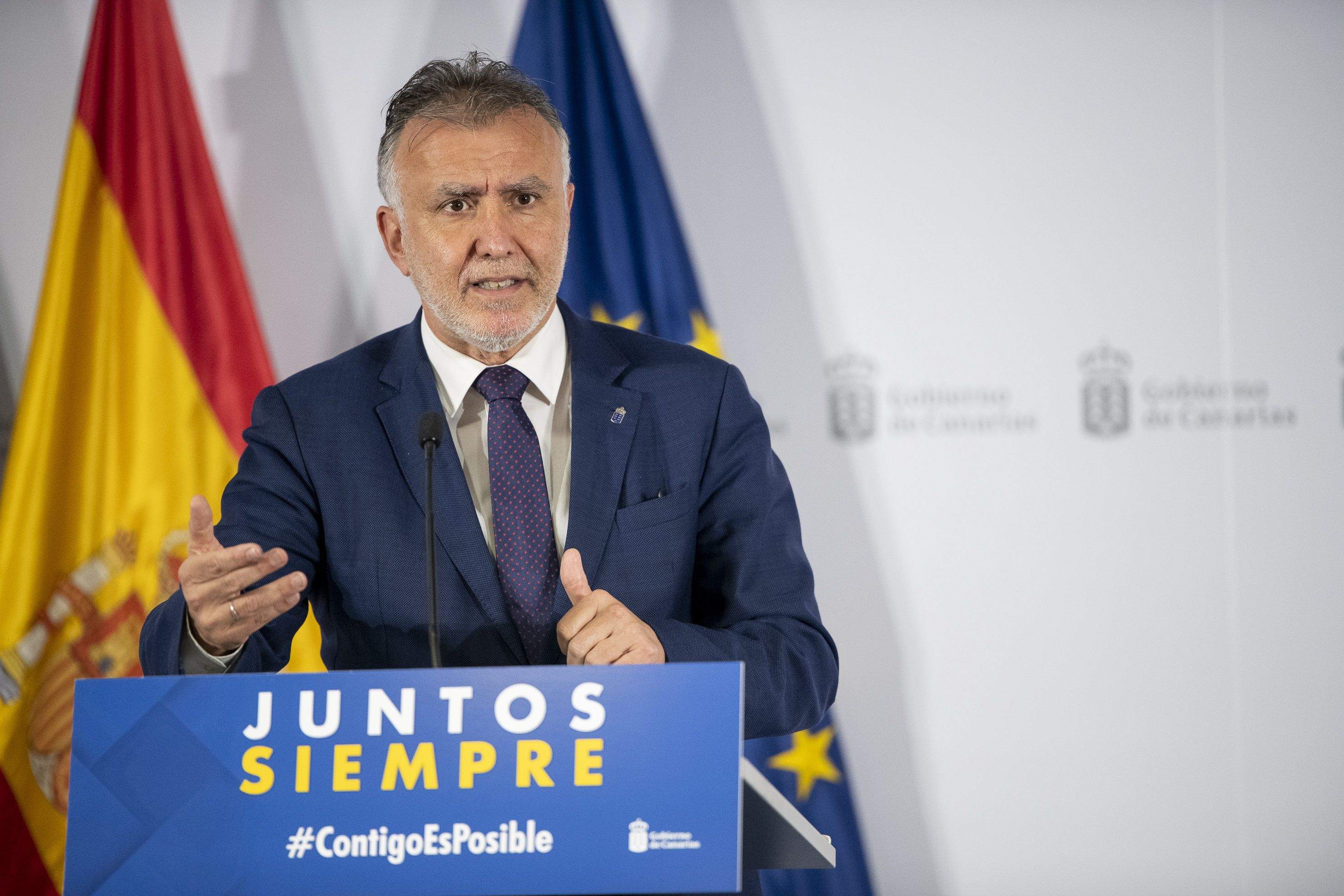 El presidente del Gobierno de Canarias, Ángel Víctor Torres, en rueda de prensa. / Europa Press