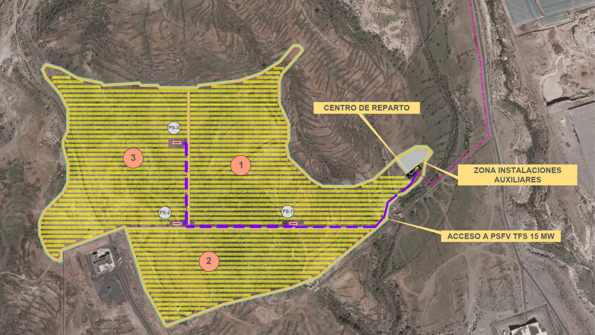 Proyecto de la Planta Solar Fotovoltaica del Aeropuerto Tenerife Sur de 15 MW. / AENA