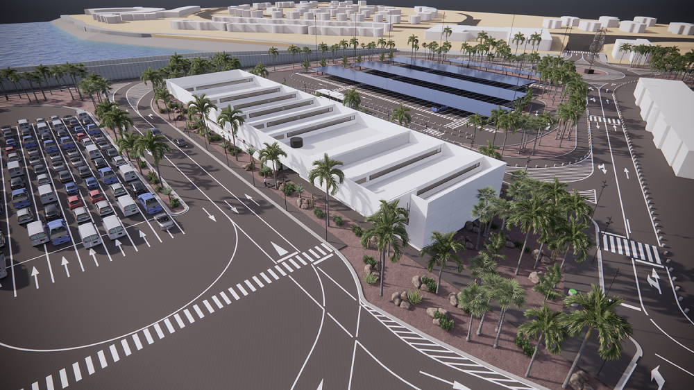 Proyecto de la nueva terminal de pasajeros del puerto de Yaiza. / Cedida