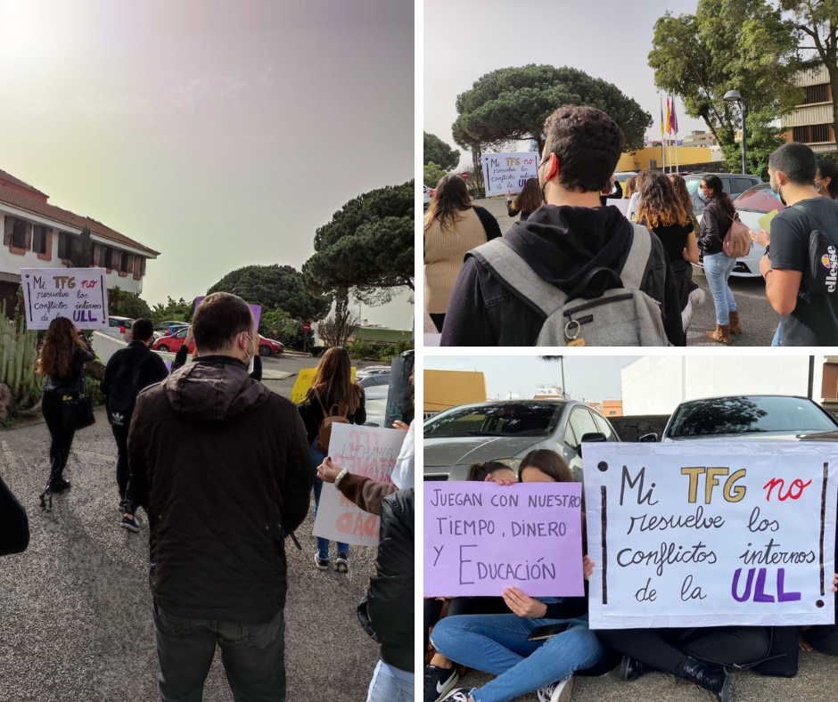 Los alumnos durante la manifestación de este viernes. / Cedidas 
