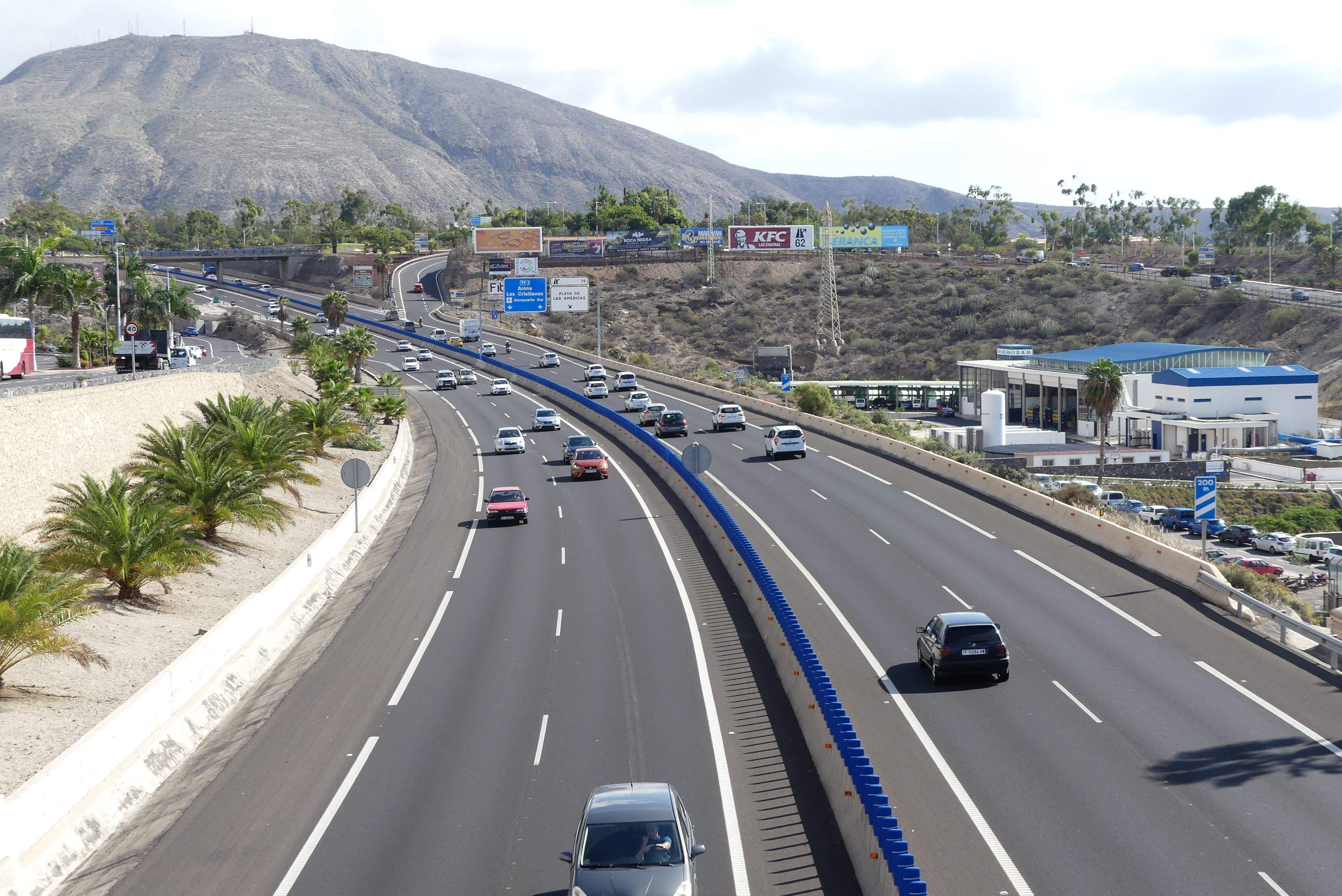 Autopista TF-1 a la altura de Las Américas./