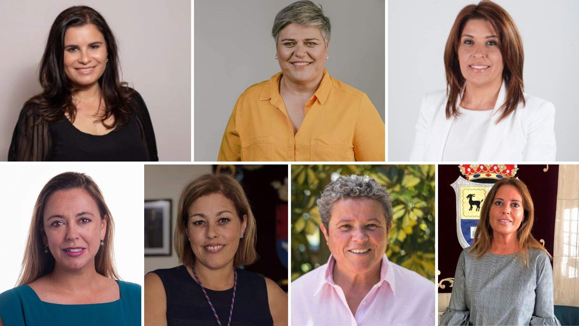 Algunas de las 22 alcaldesas de Canarias y la presidenta del Cabildo de Lanzarote, María Dolores Corujo (abajo izquierda). / AH