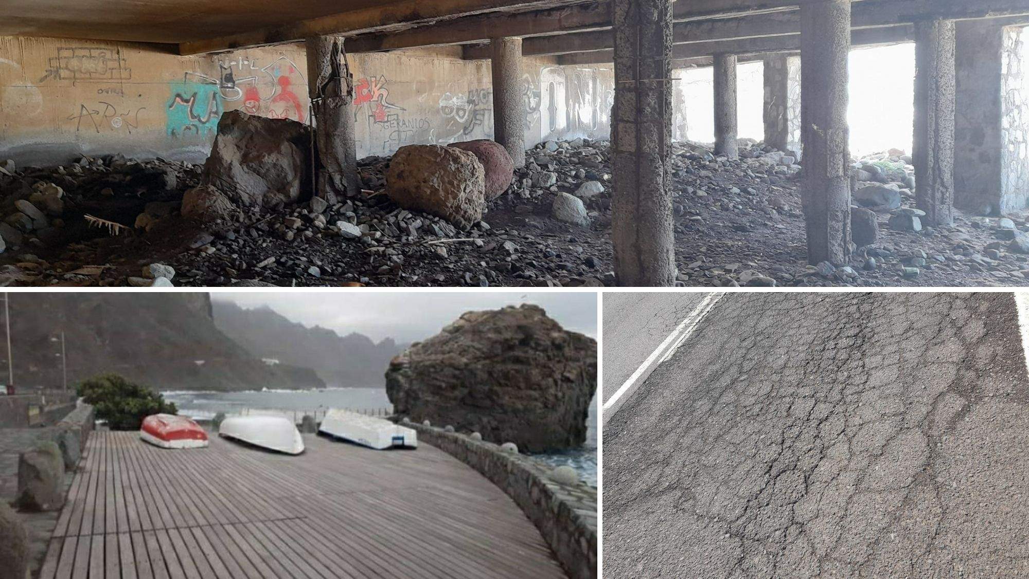 Bajos de la plaza de Roque de las Bodegas, parte superior y estado de las carreteras. / AA.VV  Centro Socio Cultural Taganana y Voz del Valle 