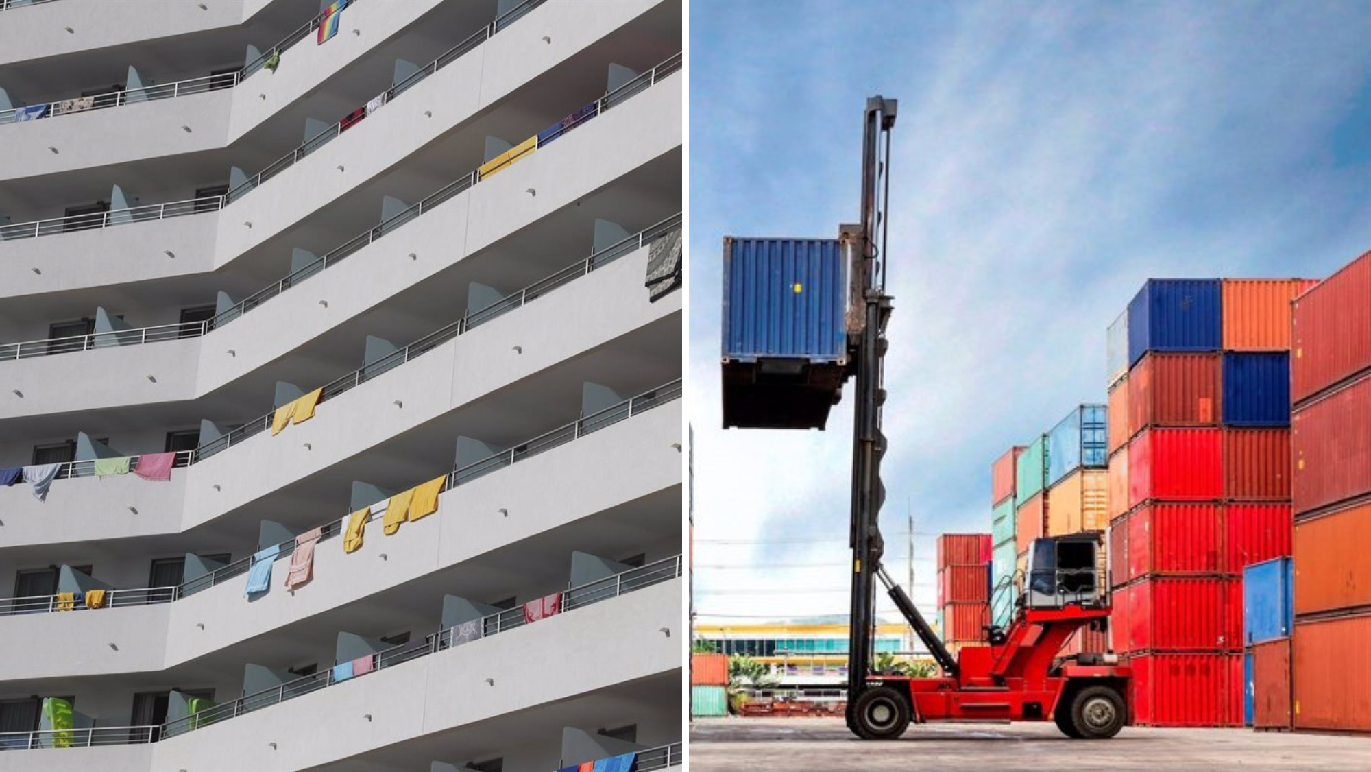 Imagen de un hotel y de una zona de carga portuaria. / AH-EuropaPress