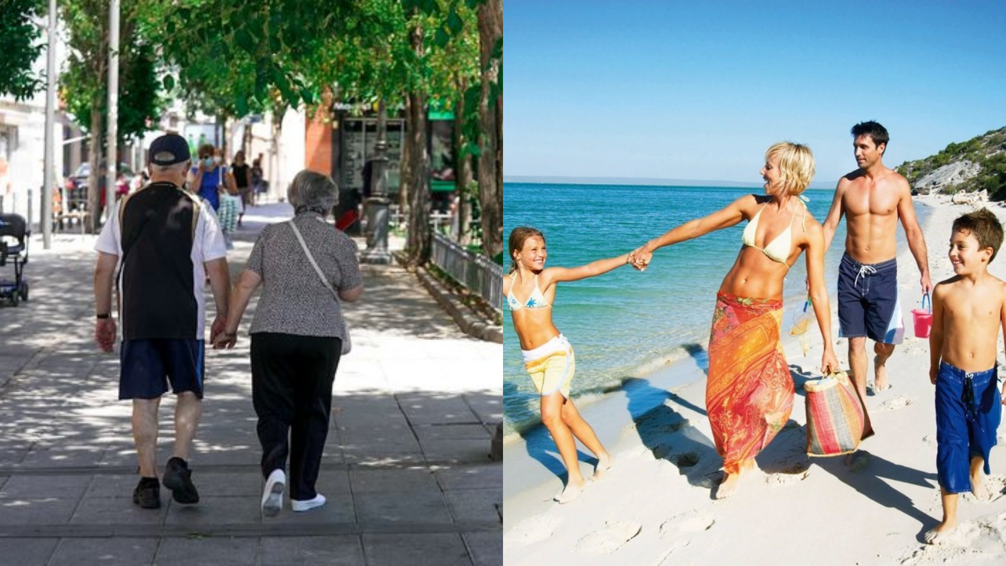 Composición de las imágenes de vacaciones de dos grupos familiares diferentes. / AH-EP