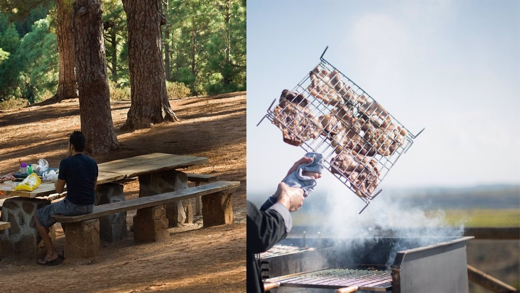 Composición de imágenes de personas haciendo barbacoa en una área recreativa. / AH-EuropaPress