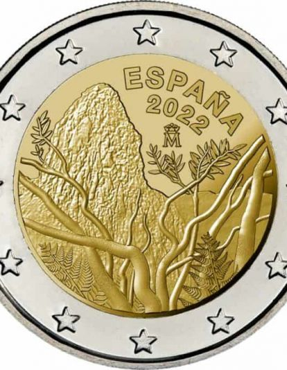 moneda de 2 euros dedicada al Garajonay 696x696