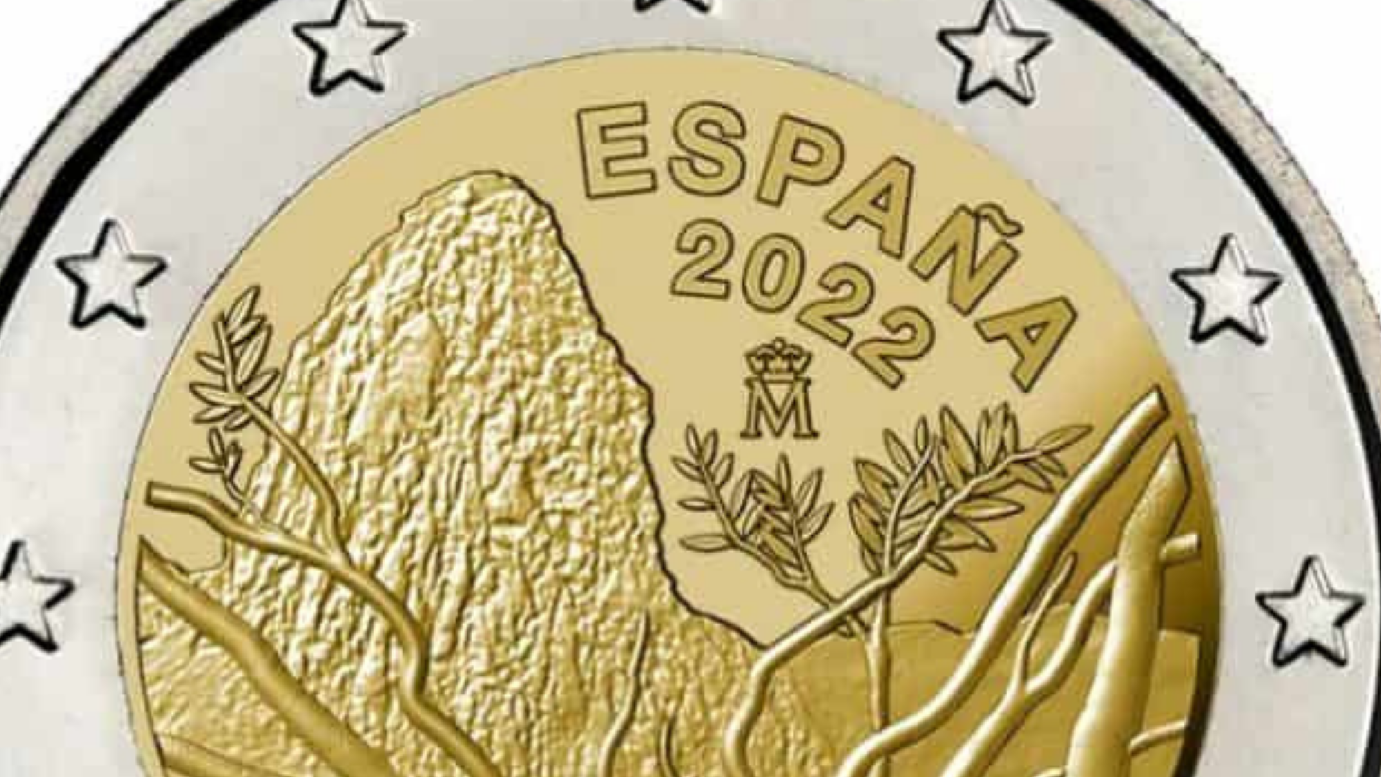 Moneda de dos euros con el dibujo del Parque Garajonay. / Numismática Visual