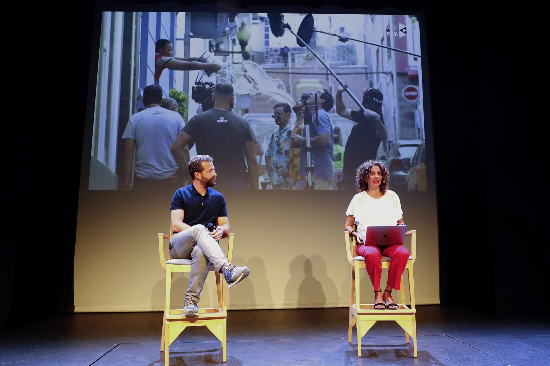 El viceconsejero de Cultura del Gobierno de Canarias, Juan Márquez, y la coordinadora de Canary Islands Film, Natacha Mora./ El viceconsejero de Cultura del Gobierno de Canarias, Juan Márquez, y la coordinadora de Canary Islands Film, Natacha Mora./