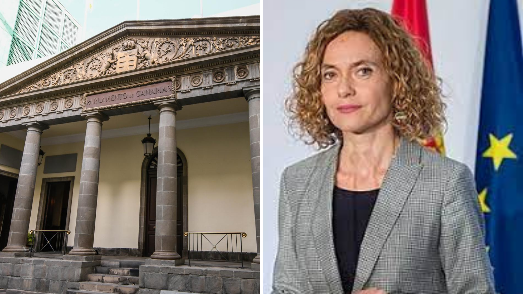 Meritxell Batet co presidirá el pleno en el Parlamento de Canarias./ Montaje AH