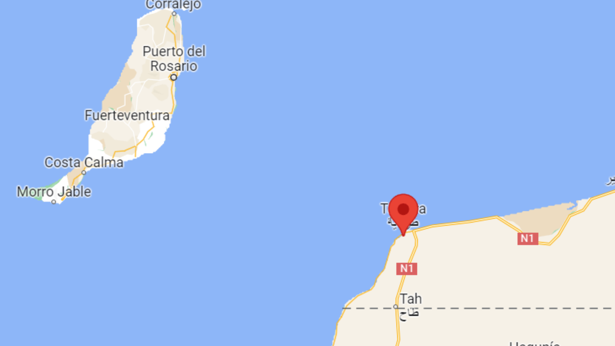 Zona donde Marruecos dice haber encontrado petróleo cerca de las costas canarias. / Google Maps