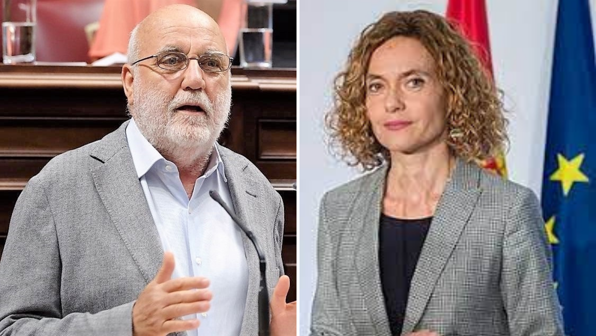 A la izquierda, Manuel Marrero, portavoz de Sí Podemos. A la derecha, Meritxell Batet, presidenta del Congreso./ Montaje Atlántico Hoy