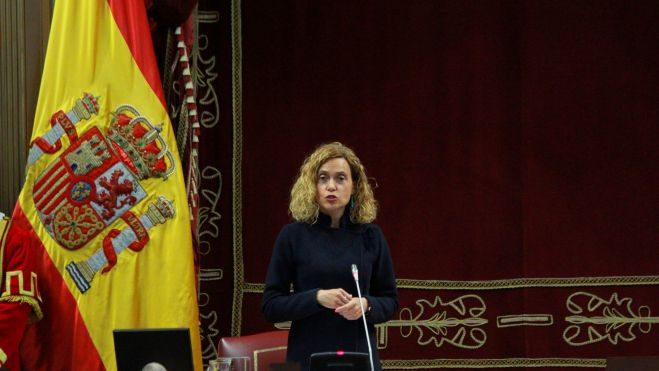 Meritxell Batet, desde la tribuna de oradores del Parlamento de Canarias./ Atlántico Hoy