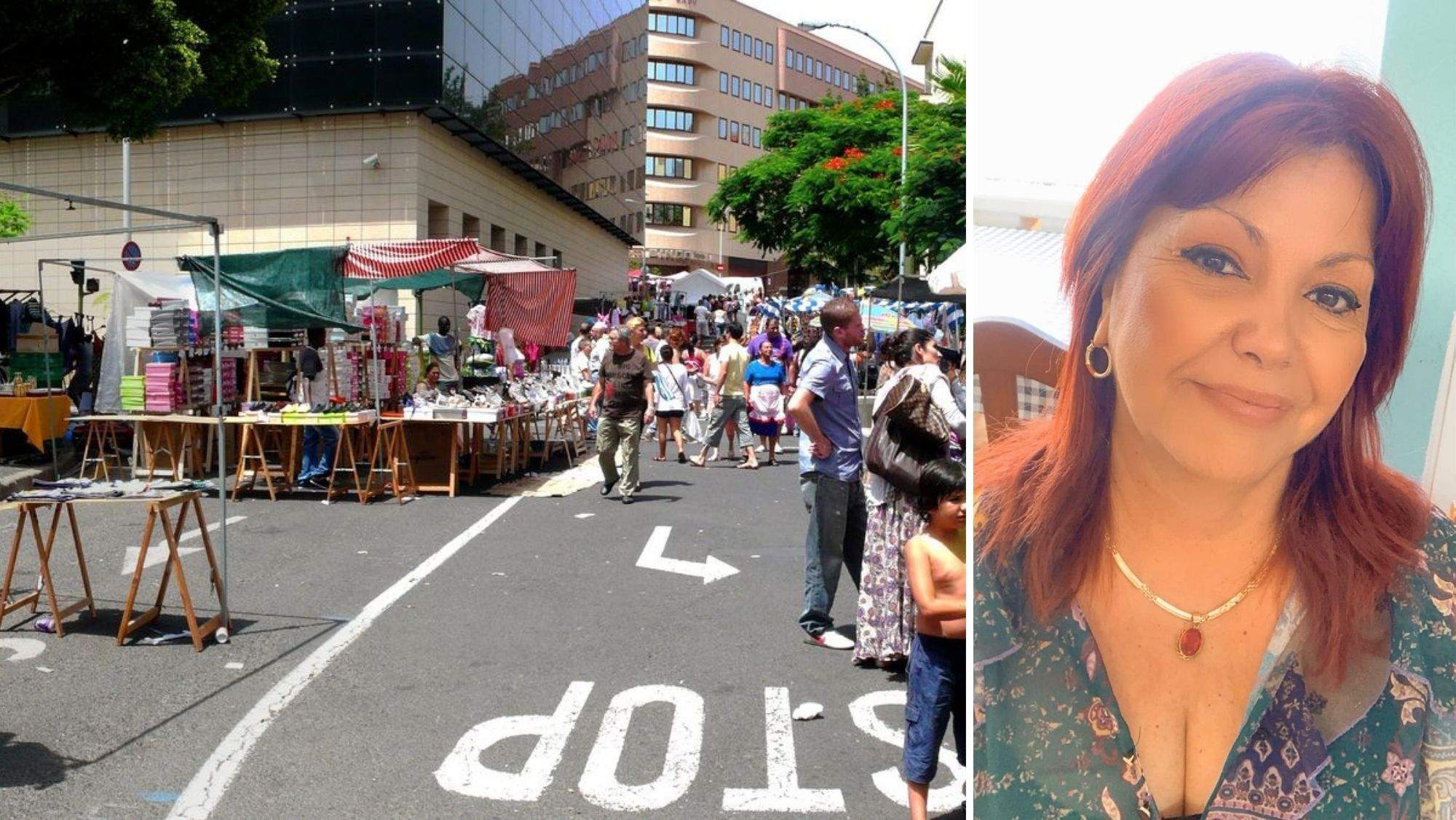 Rastro de Santa Cruz de Tenerife y su presidenta, Carmen Tejera. / AH