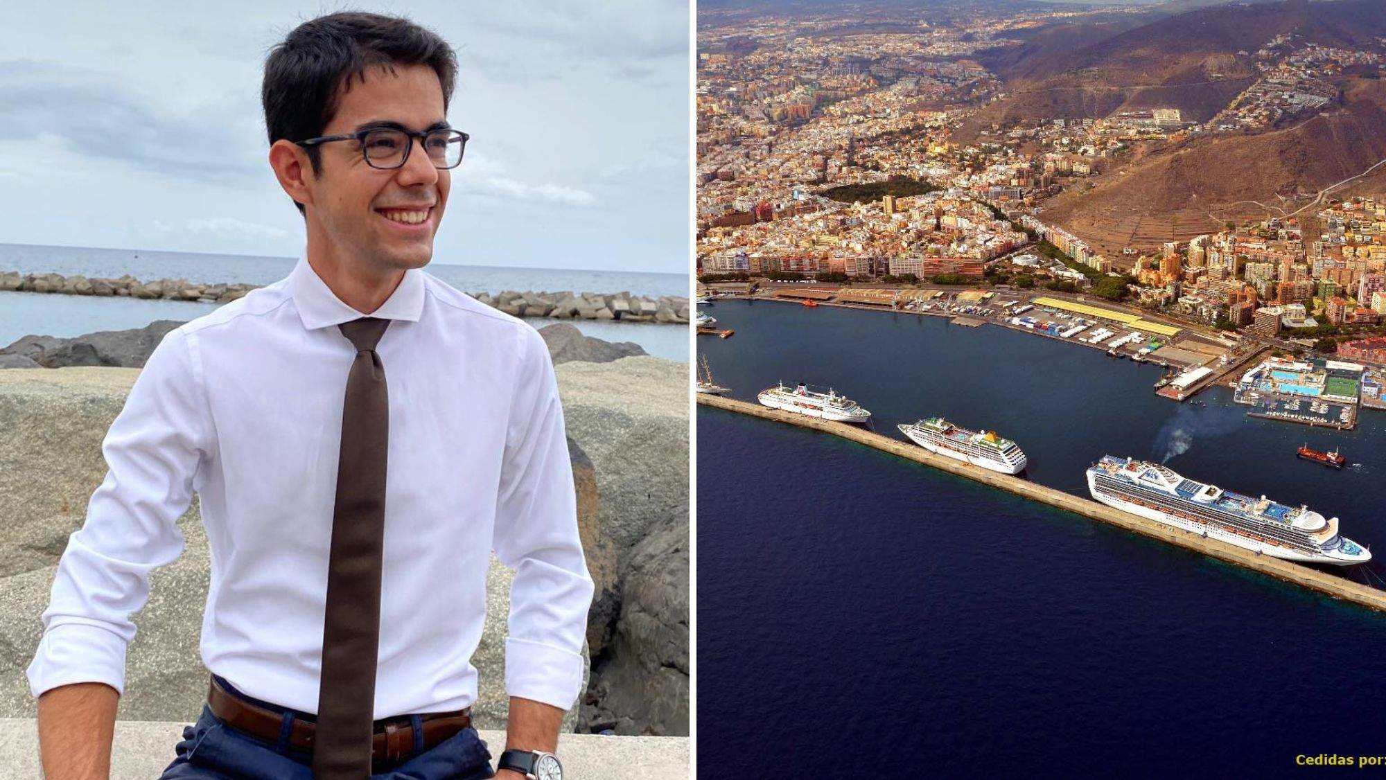 Alberto Dieter, delegado de Factoría de Cohesión y el puerto de Santa Cruz. / Cedida y www.fotosaereasdecanarias.com