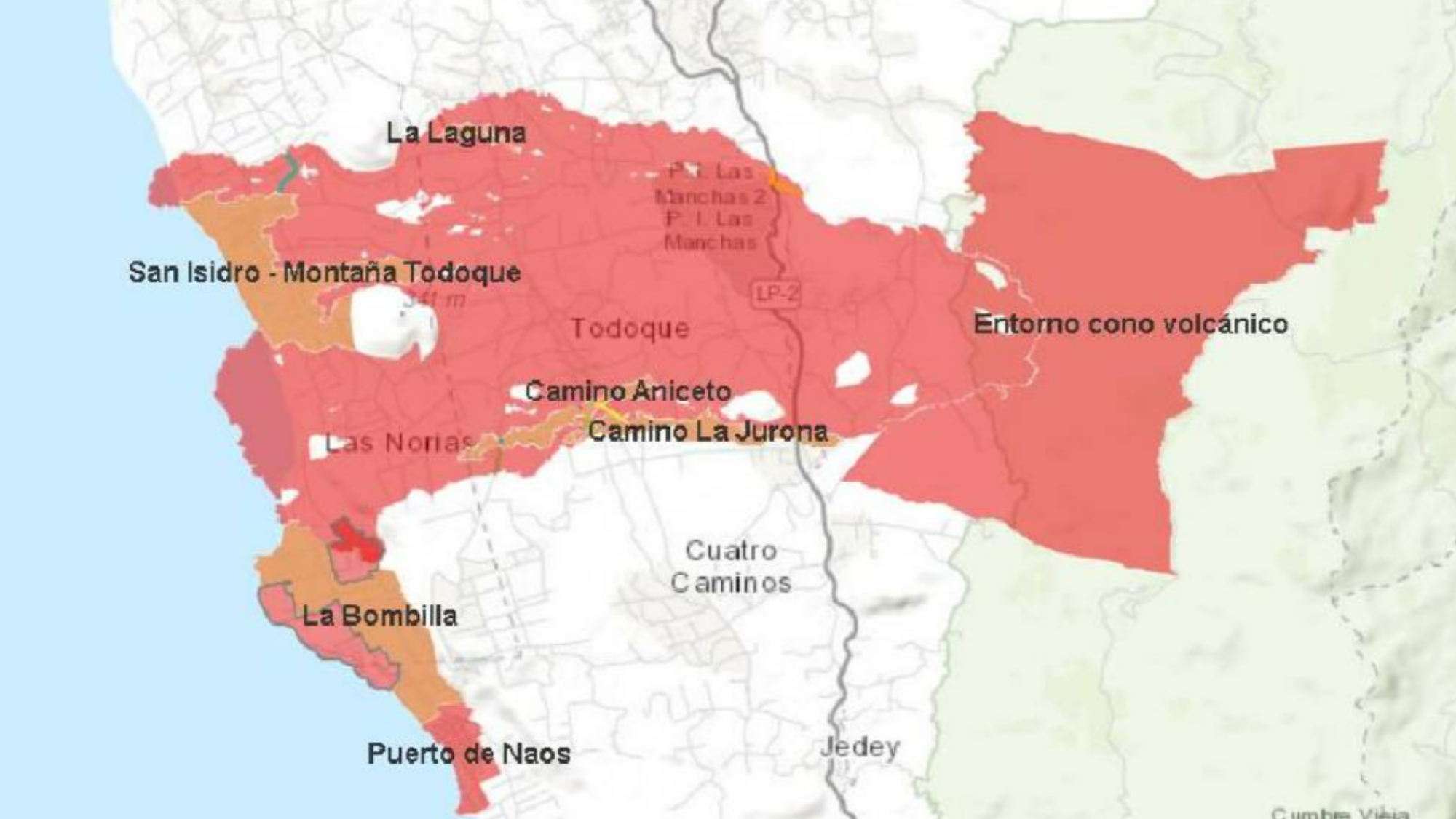 Nuevas afecciones de las zonas afectadas por el volcán en La Palma. / Cabildo de La Palma