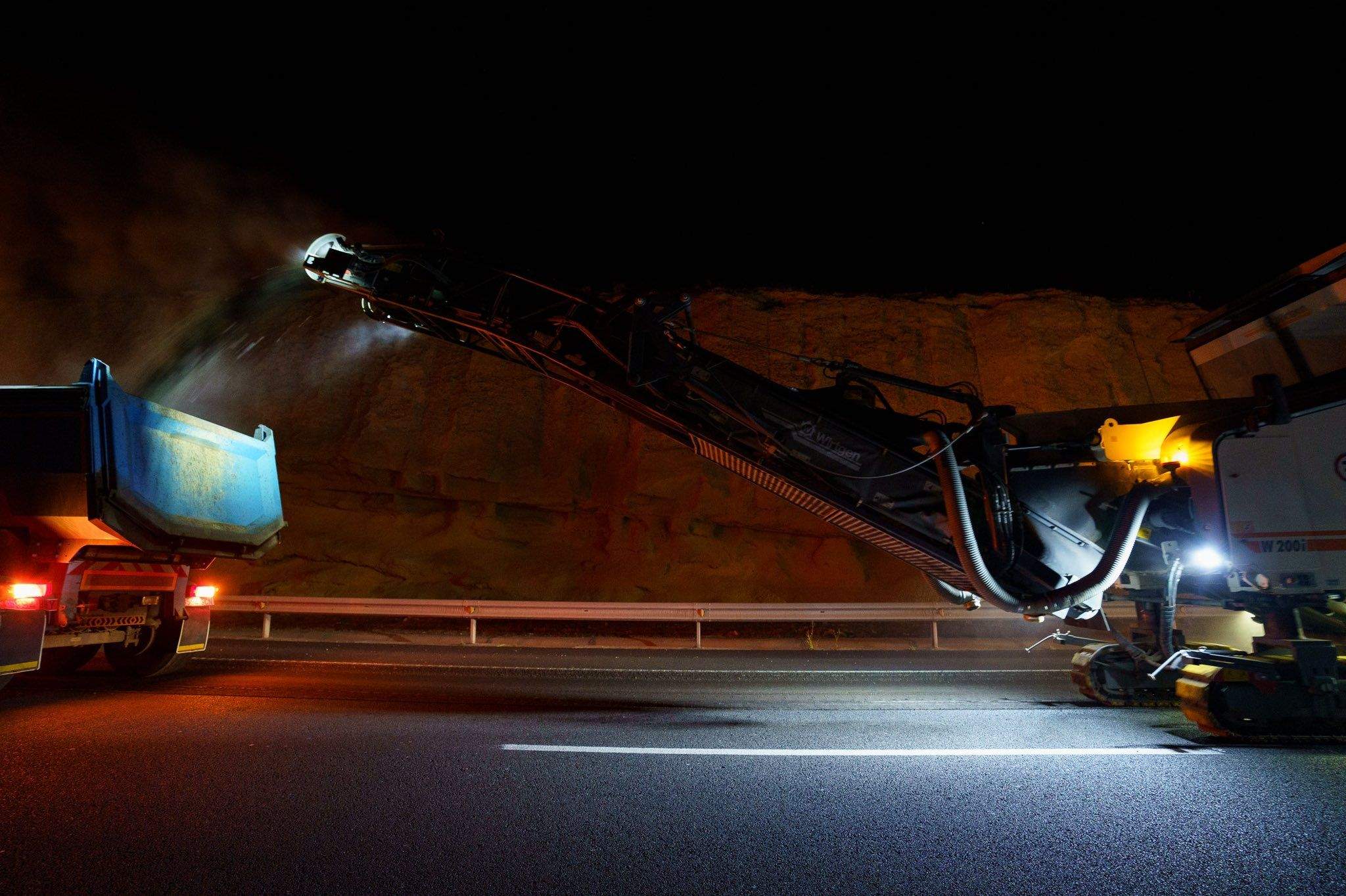 Obras nocturnas antiguas en la TF-1./ Cabildo Tenerife