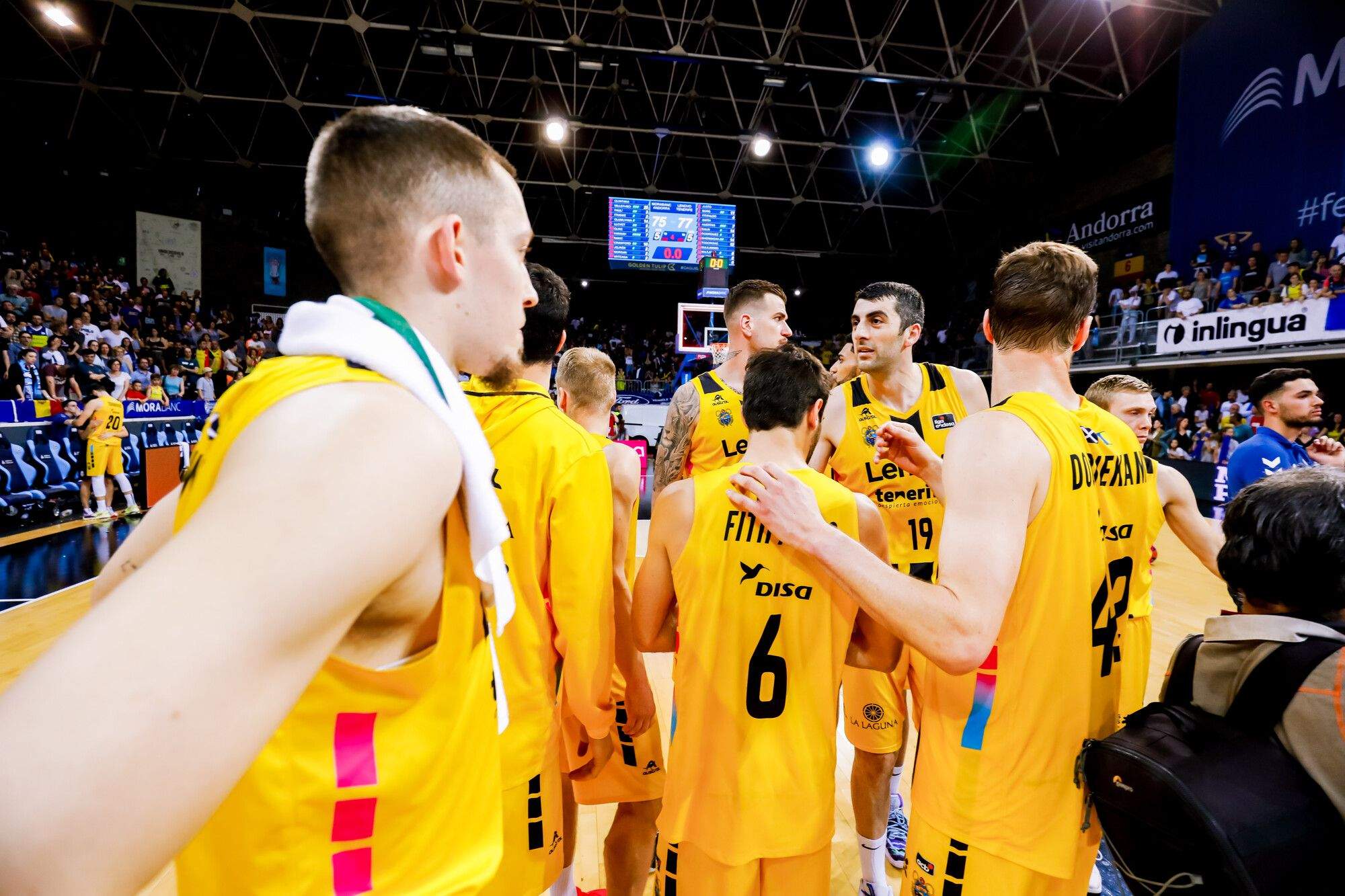 La victoria canarista por 75-77 en Andorra certifica la quinta plaza del campeonato para el CB Canarias, que se enfrentará a Joventut en cuartos de final de Liga Endesa./ Twitter ACB (Albert Martín).