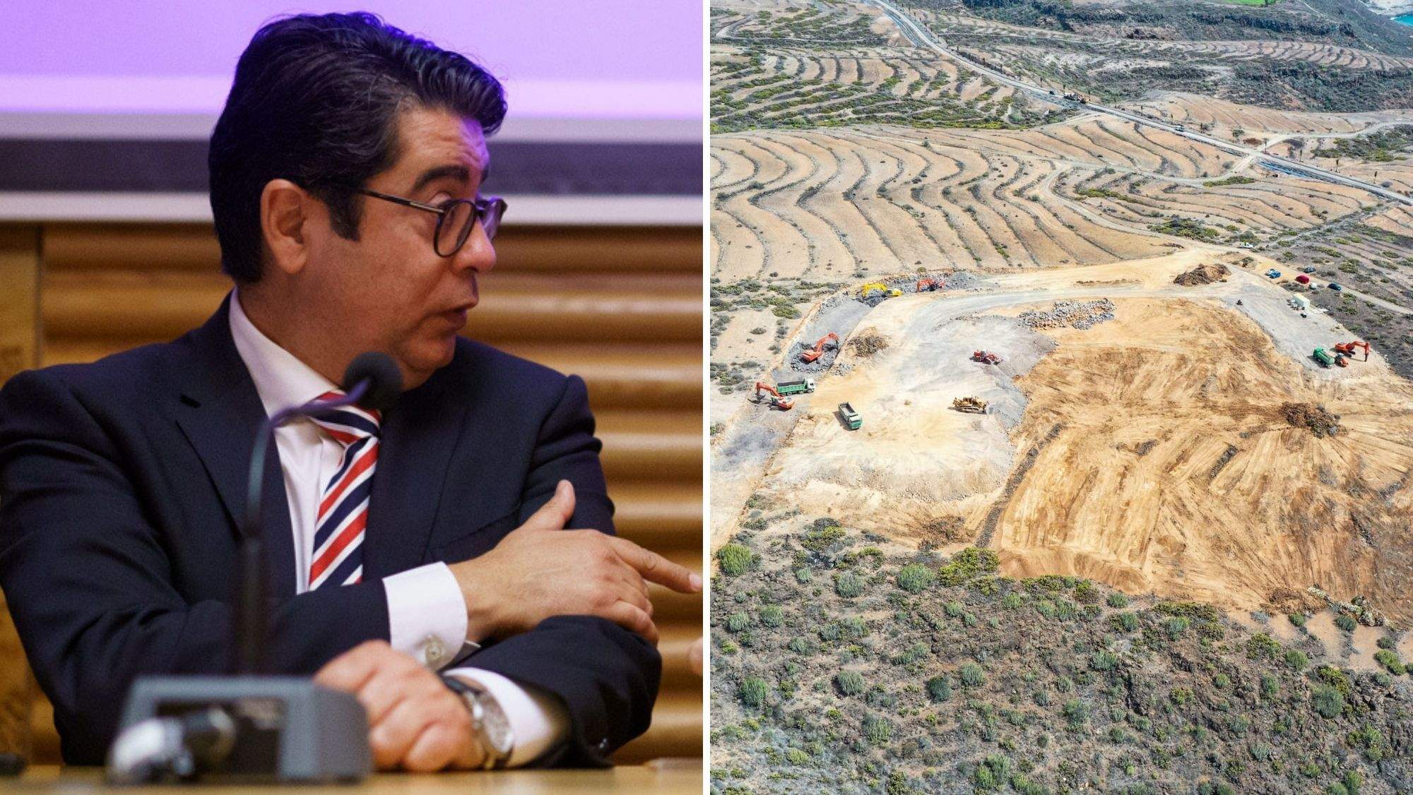 El presidente del Cabildo de Tenerife, Pedro Martín, y las obras comenzadas del proyecto Cuna del Alma. / AH