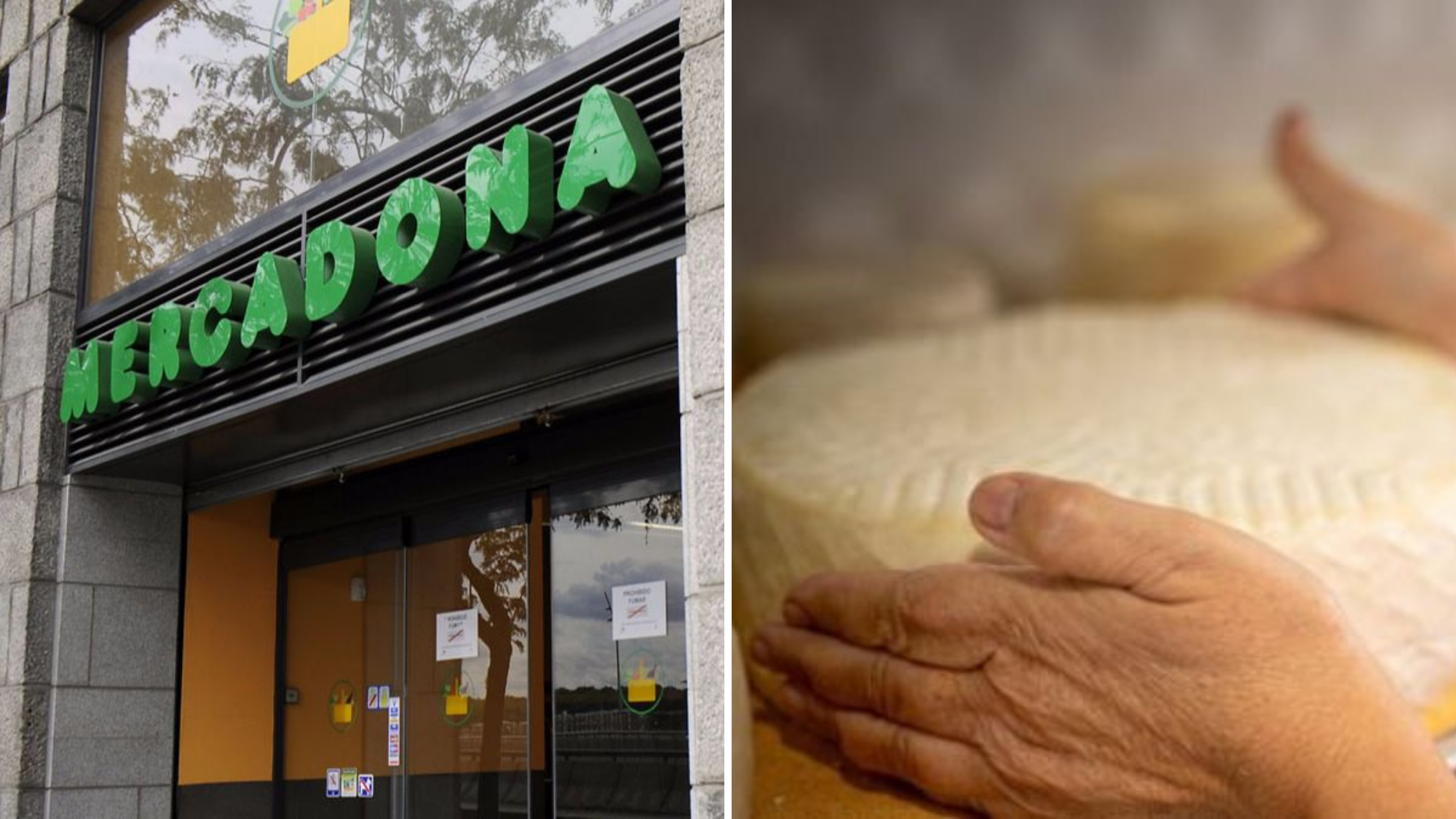 Composición de imágenes de Mercadona y una persona haciendo queso. / AH Archivo Composición de imágenes de Mercadona y una persona haciendo queso. / AH Archivo