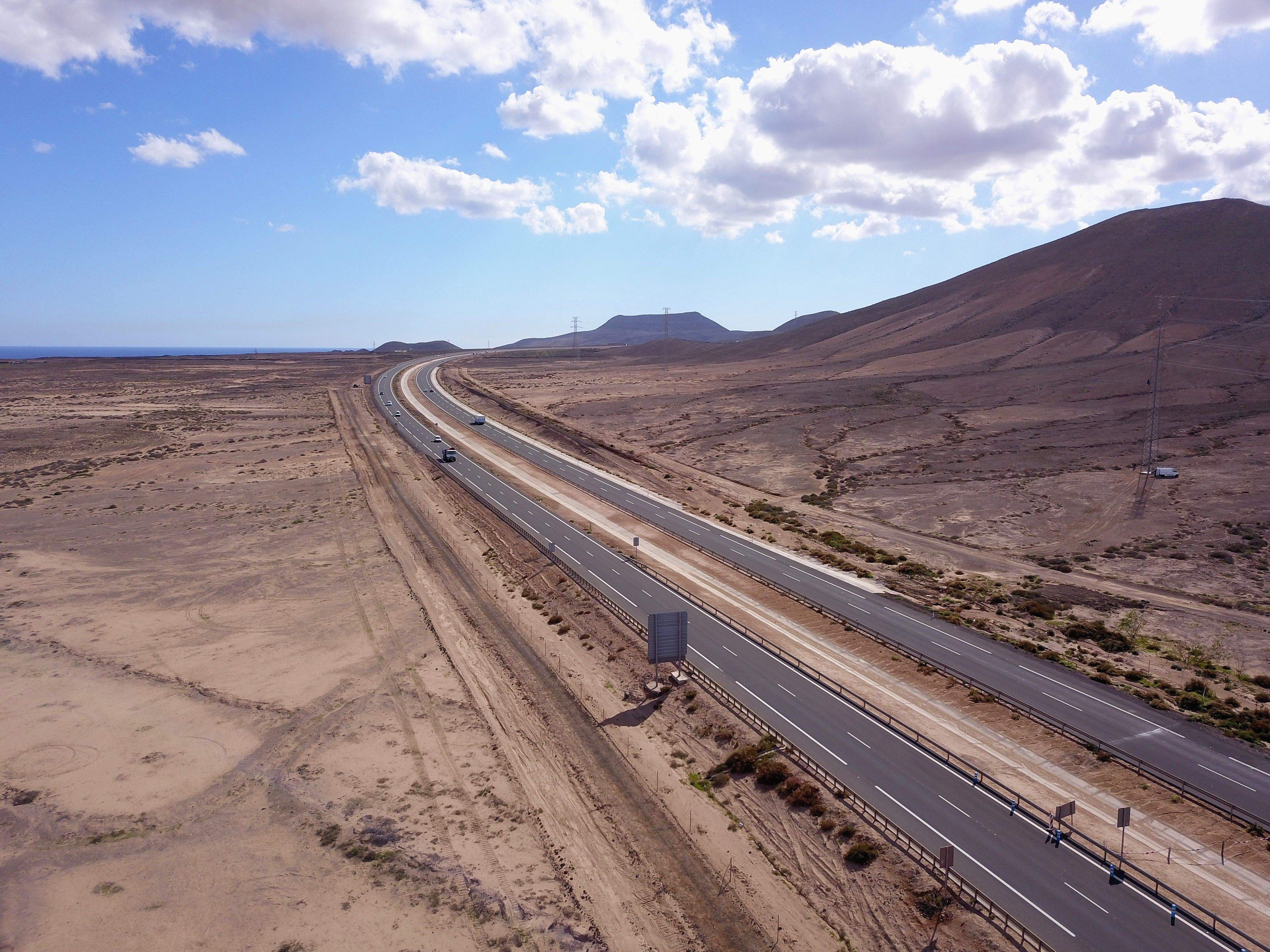 Un tramo de la carretera FV-1./ Obras Públicas Canarias