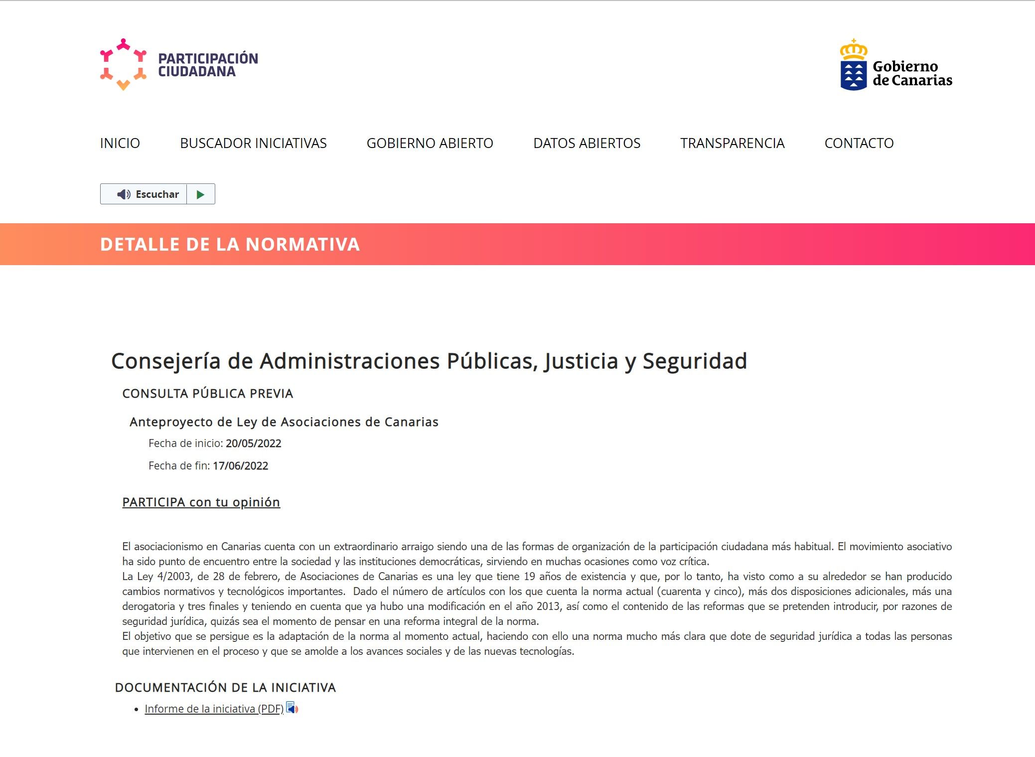 Imagen de la Ley de Asociaciones. / Gobierno de Canarias 