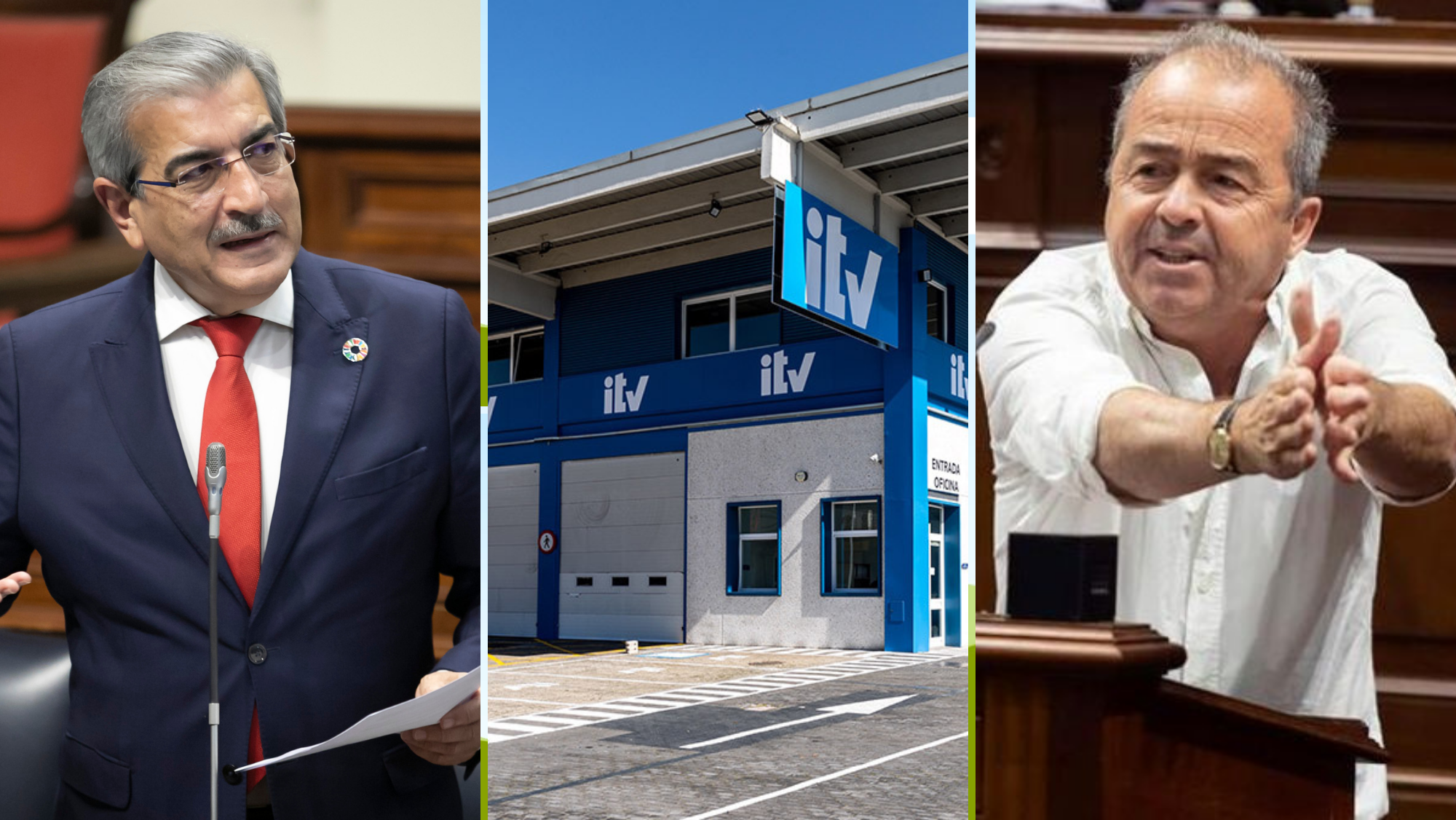 Francisco Déniz y Román Rodríguez debatieron sobre las ITV en el Parlamento./ Montaje AH