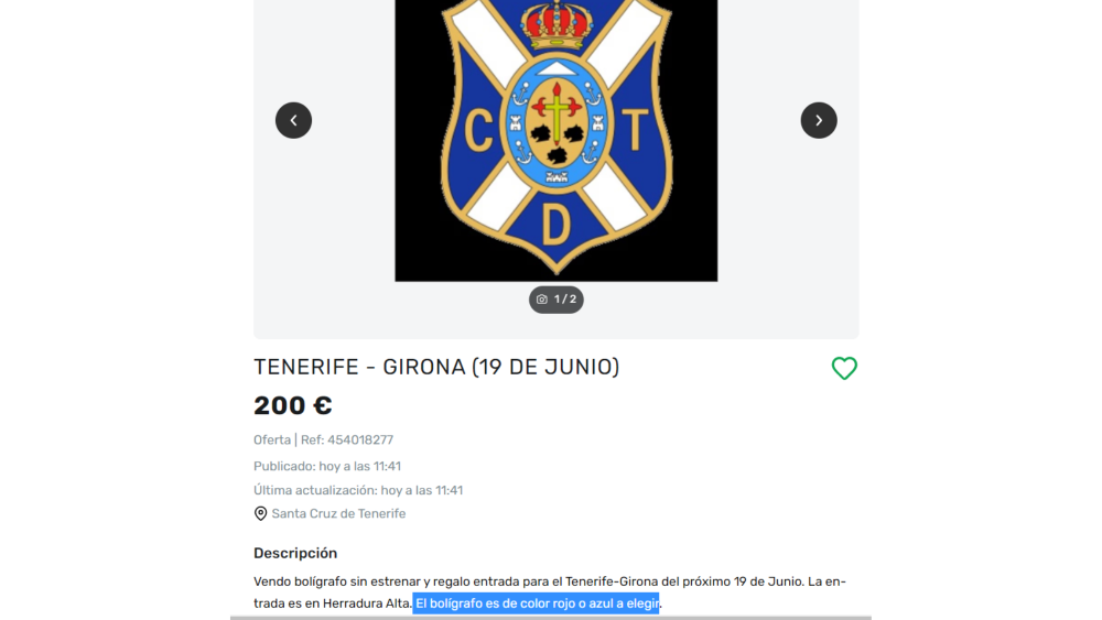 Un vendedor pide 200 euros por un bolígrafo y deja elegir el color./ Milanuncios Un vendedor pide 200 euros por un bolígrafo y deja elegir el color./ Milanuncios