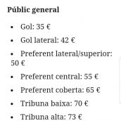 Rango de precios de las entradas en Montilivi./ Redes