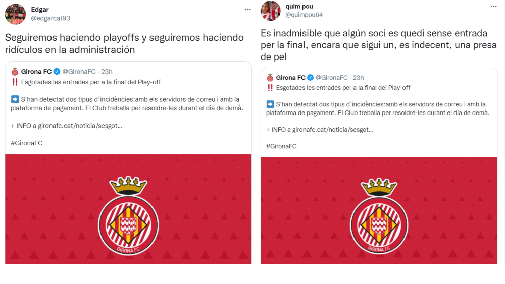Respuesta de aficionados del Girona a las disculpas del club./ Redes