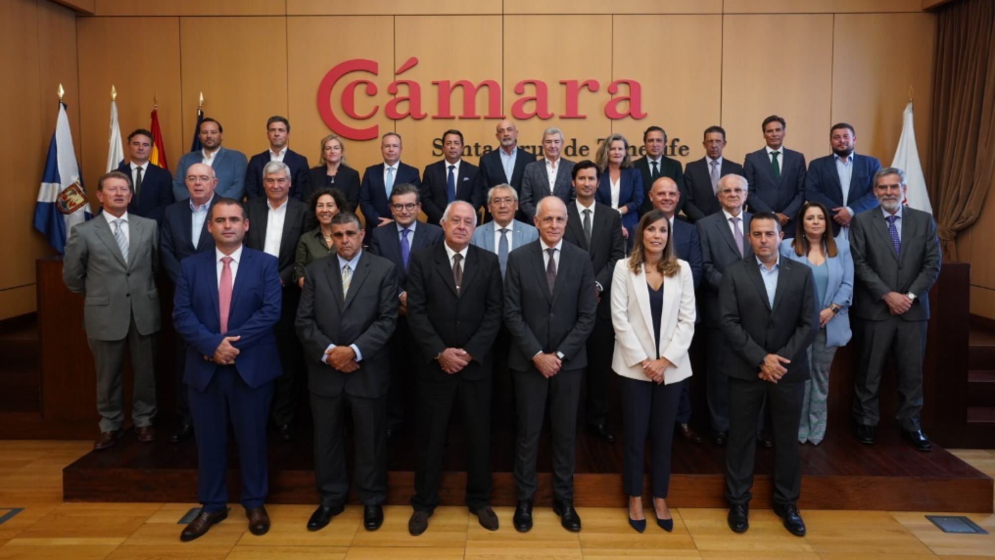 Pleno de la Cámara de Comercio de Santa Cruz de Tenerife tras la reelección de Santiago Sesé como presidente.Cedida