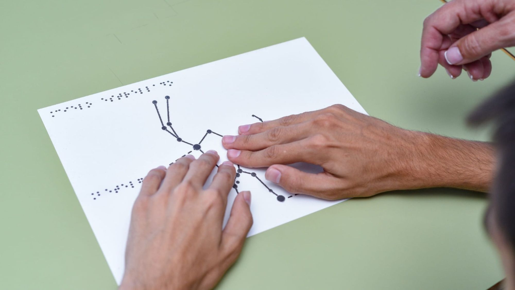 Una persona invidente reconoce una estrella a través de un sistema adaptado. / Cedida