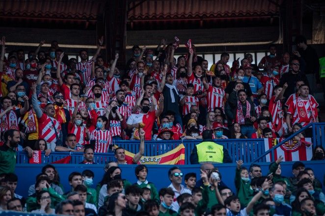 Afición del Girona en un desplazamiento de esta temporada./ Girona FC