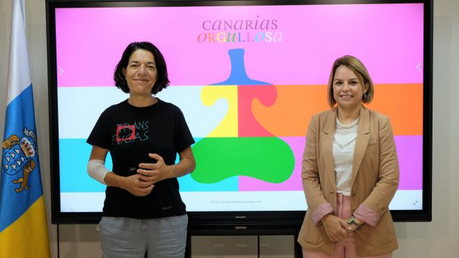 Sylvia Jaén, viceconsejera de Igualdad y Diversidad (izq.) y Noemí Santana, consejera de la misma administración (der.)./ GobCan