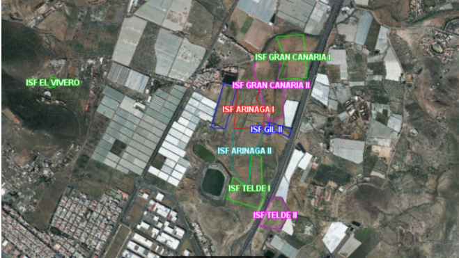 Localización de algunas de las plantas solares de Naturgy en Gran Canaria. Grafcan 