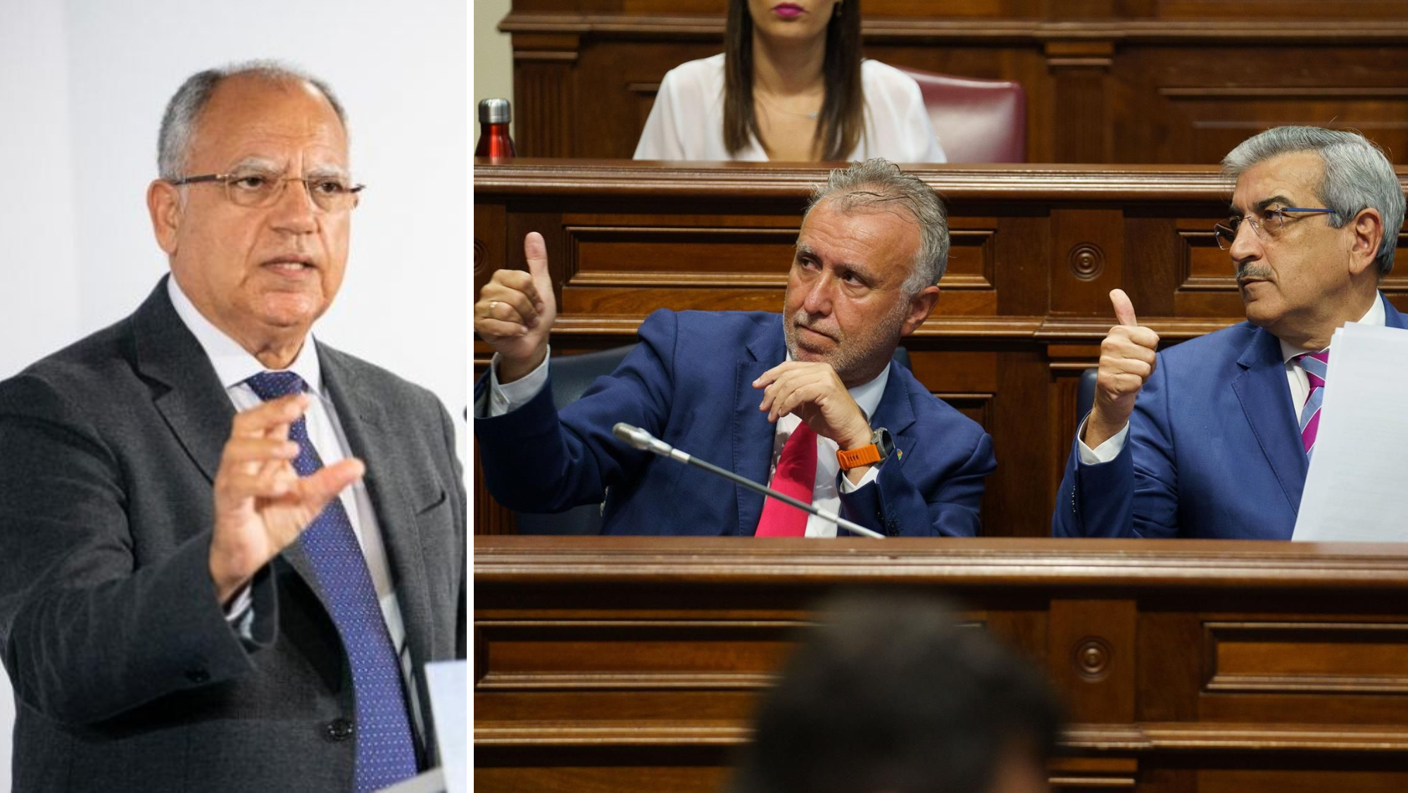 Casimiro Curbelo, Ángel Víctor Torres y Román Rodríguez./ Montaje AH Casimiro Curbelo, Ángel Víctor Torres y Román Rodríguez./ Montaje AH