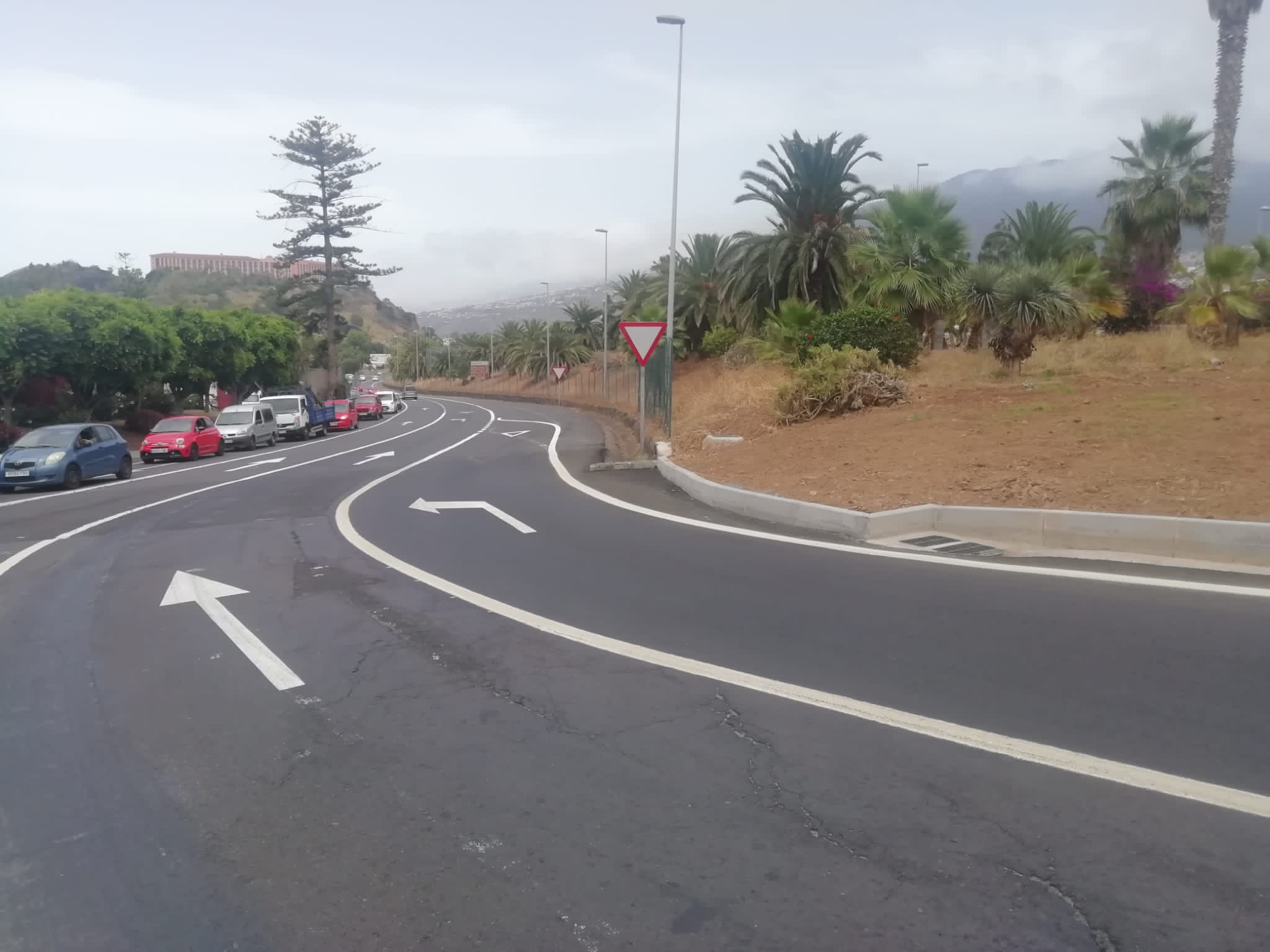 Finalizan las obras del carril de alivio en La Orotava./ Cedida