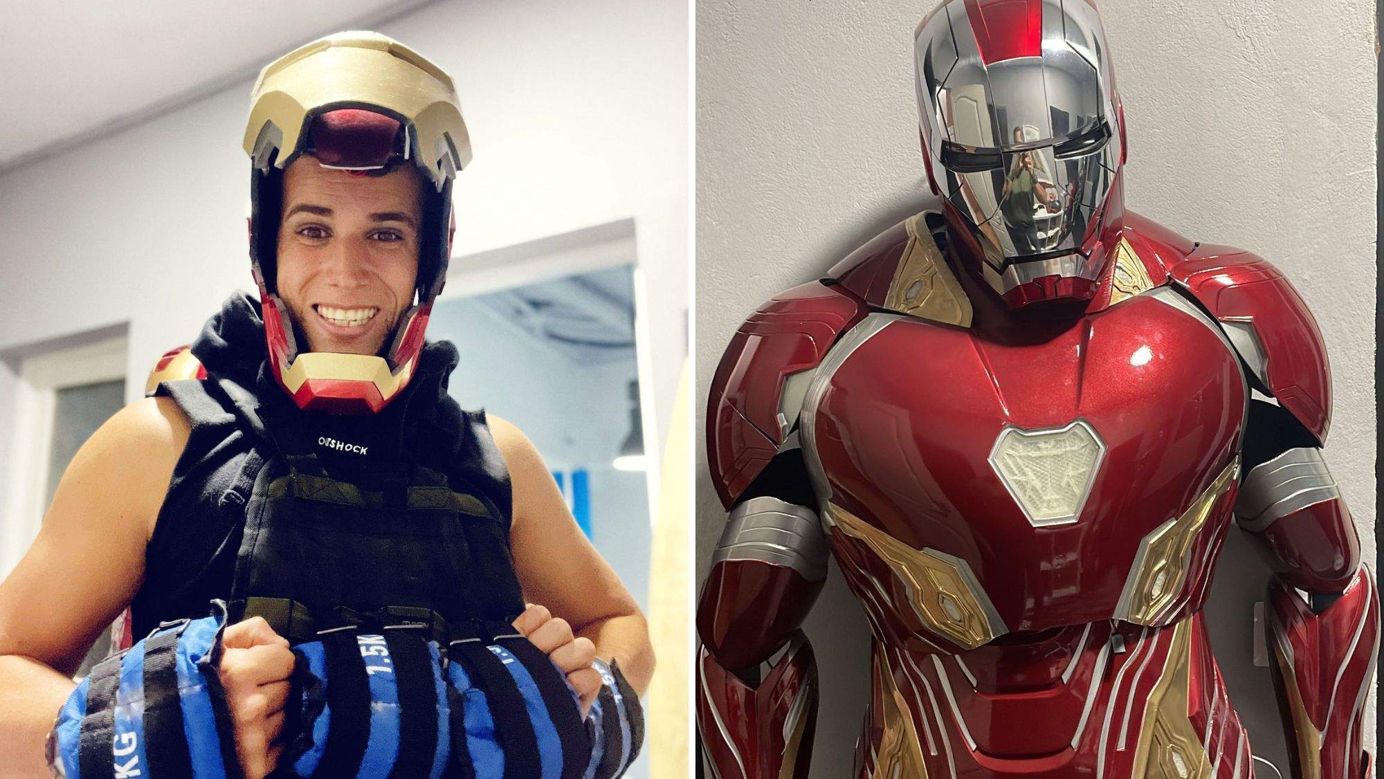 Jesús Echedey con su prototipo de Iron Man con el que quiere acceder a los hospitales. / Jesus Echedey