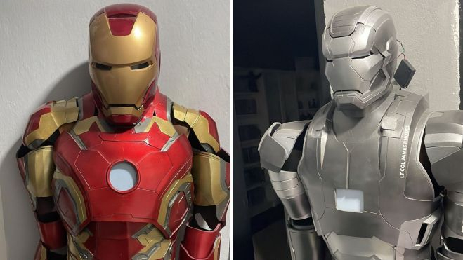 Los dos primeros prototipos del traje de Iron Man de Jesús Echedey. / Cedidas