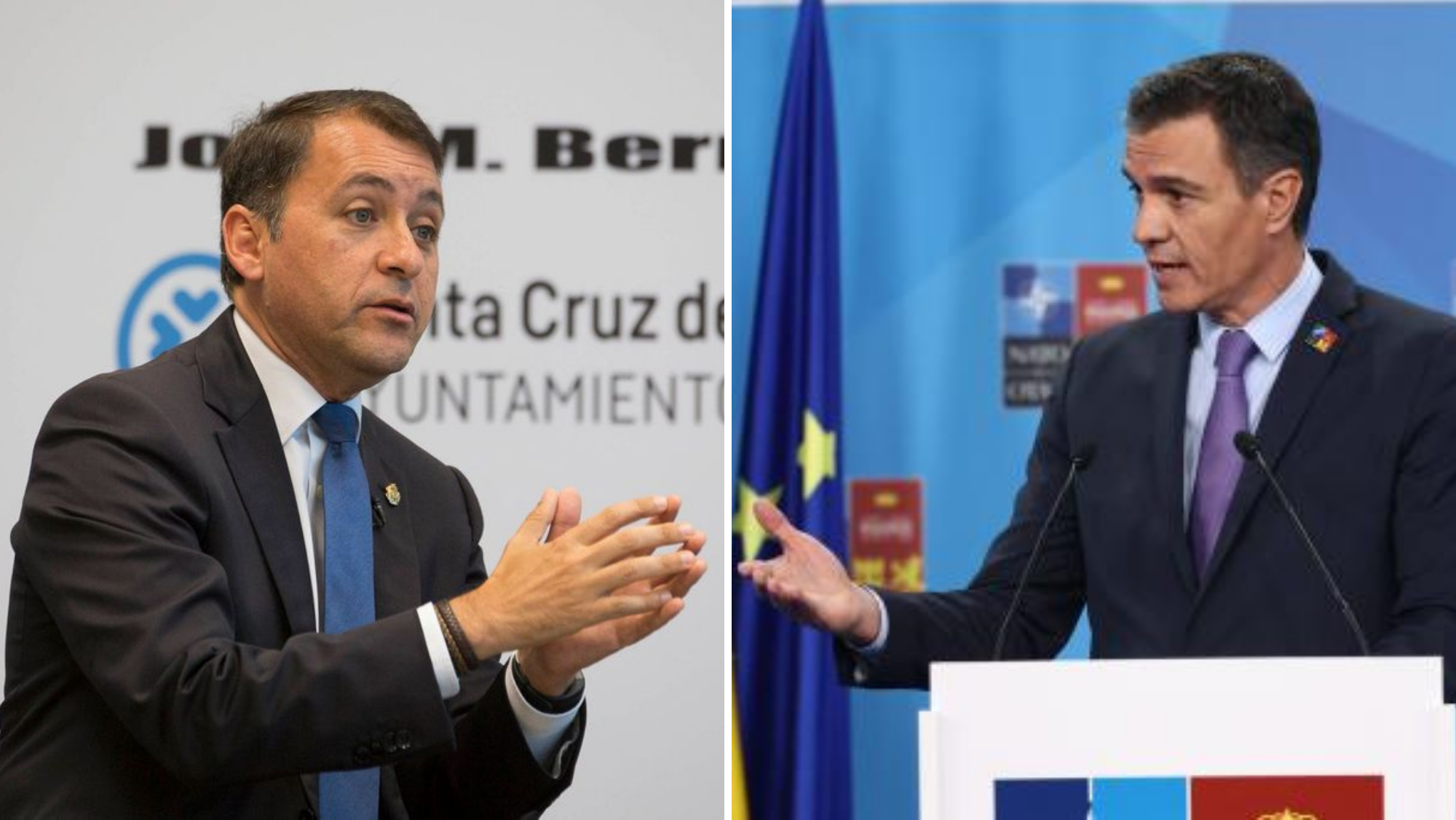 Diseño sin José Manuel Bermúdez (izquierda), alcalde de Santa Cruz, y Pedro Sánchez (derecha), presidente de España./ Montaje AH(55)