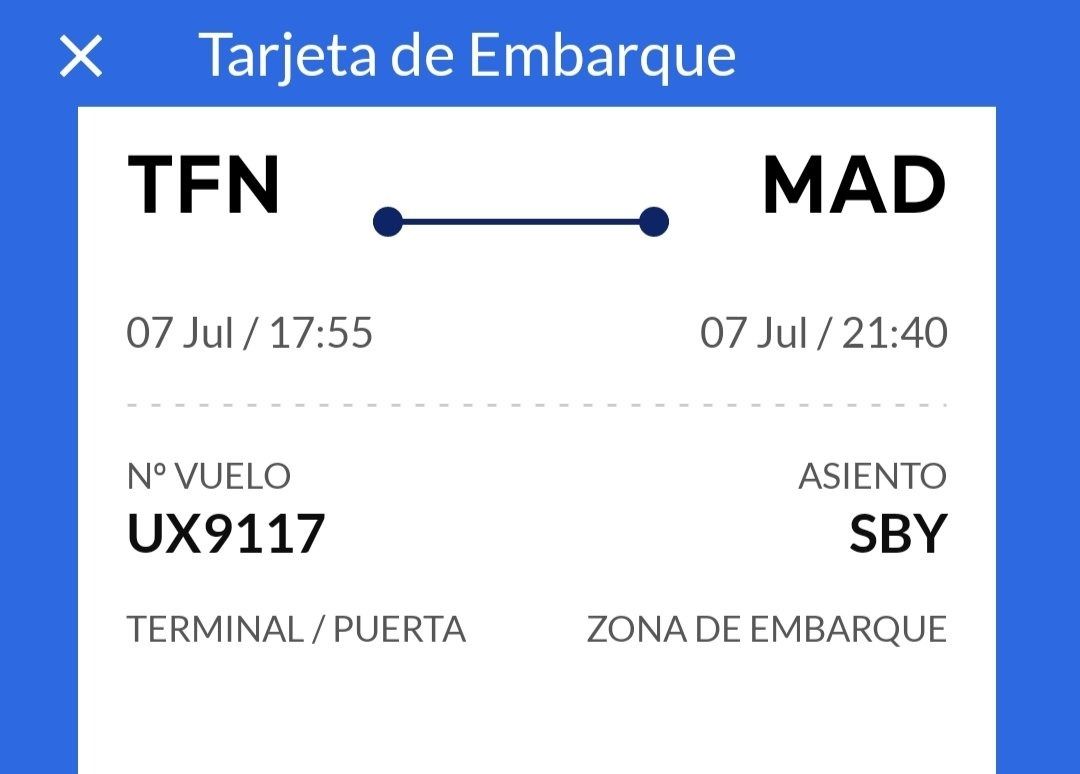 Tarjeta de embarque sin asiento de Octavio./ Cedida
