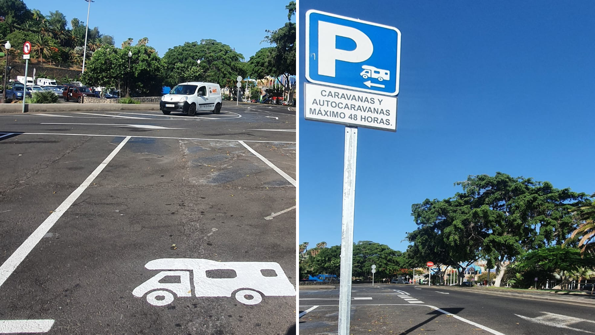 Aparcamiento de autocaravanas en el Parque Marítimo de Santa Cruz de Tenerife./ Cedidas