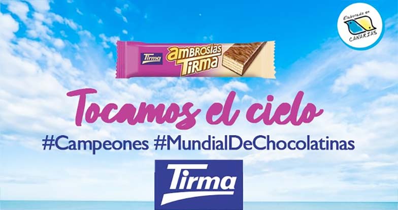 La marca Tirma celebrando su triunfo en el mundial de chocolatinas de Twitter. / Tirma 
