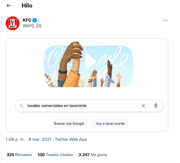 KFC se posiciona ante la tendencia de Tacoronte. / Twitter 
